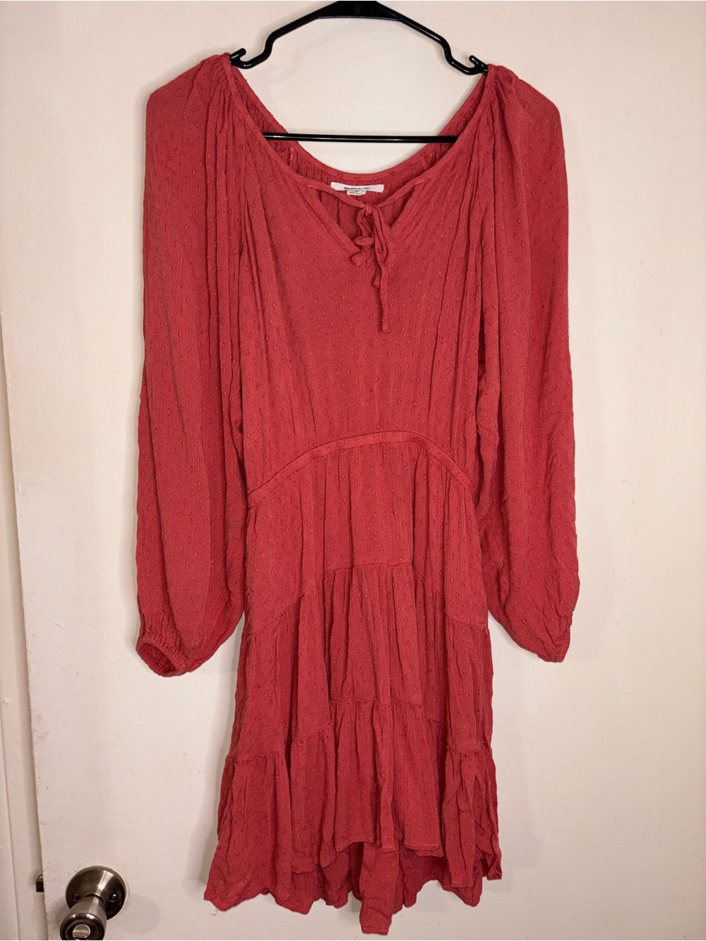O'Neill harla Red Long-Sleeve Tiered Peasant Dress